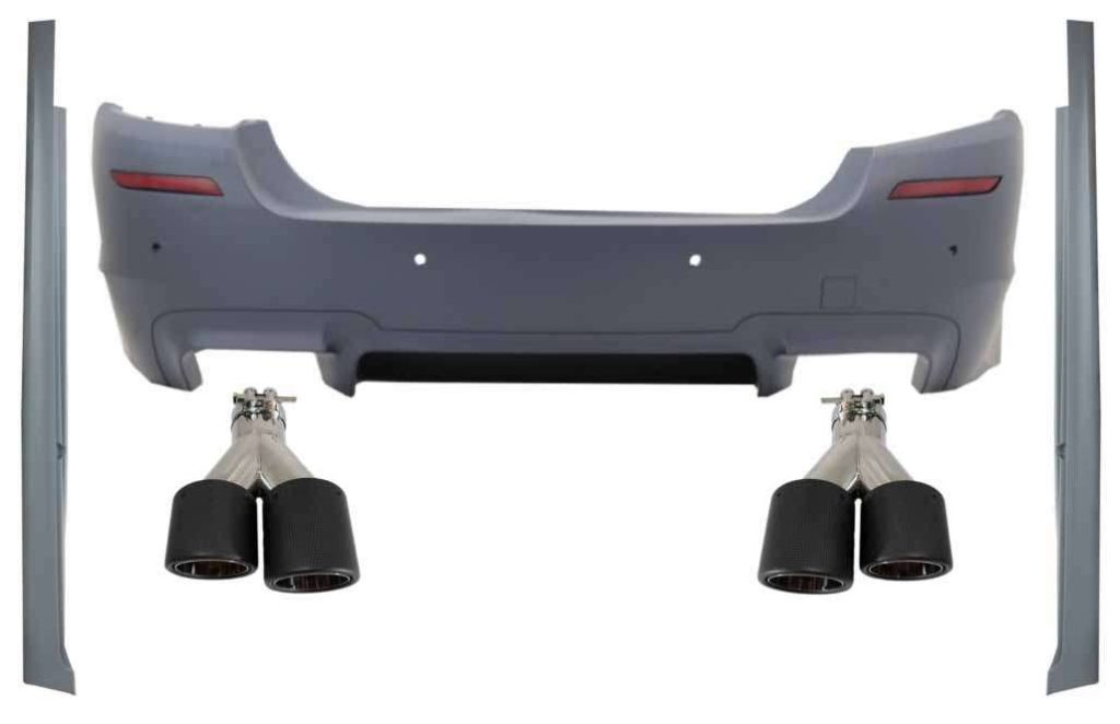 Βλησαρούλης Car Center - Rear Bumper suitable for BMW 5 Series F10 (2011-2017) with Side Skirts and Dual Twin Exhaust Muffler Tips Carbon Fiber M5 Design