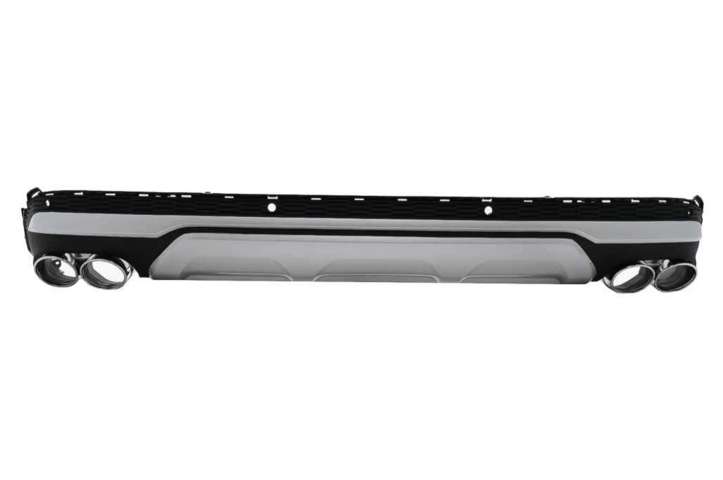 Βλησαρούλης Car Center - Rear Bumper Valance Diffuser Double Outlet with Exhaust Muffler Tips suitable for Audi Q7 SUV 4M Facelift (2020-up) SQ7 Design
