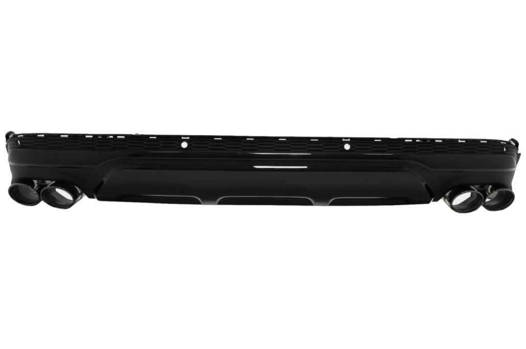 Βλησαρούλης Car Center - Rear Bumper Valance Diffuser Double Outlet with Black Exhaust Muffler Tips suitable for Audi Q7 SUV 4M Facelift (2020-up) SQ7 Design