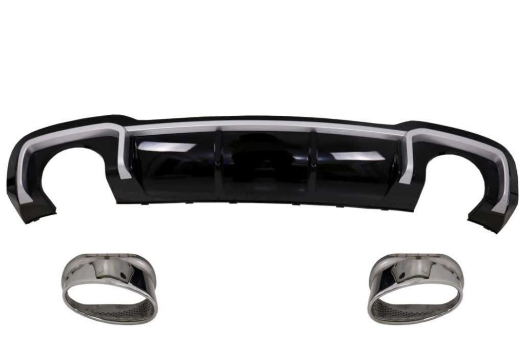 Βλησαρούλης Car Center - Rear Bumper Valance Diffuser & Exhaust Tips suitable for AUDI A3 8V Facelift (2016-2019) Sline Sedan RS3 Design only S-line Bumper