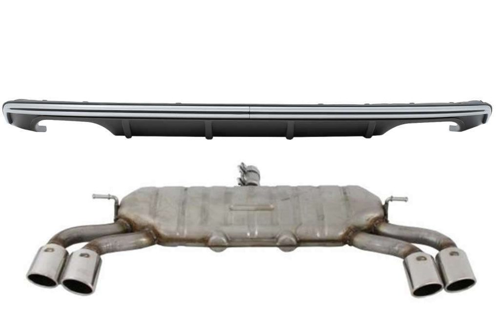 Βλησαρούλης Car Center - Rear Bumper Valance Diffuser suitable for Audi A3 8V Hatchback Sportback (2012-2015) with Complete Exhaust System S3 Design