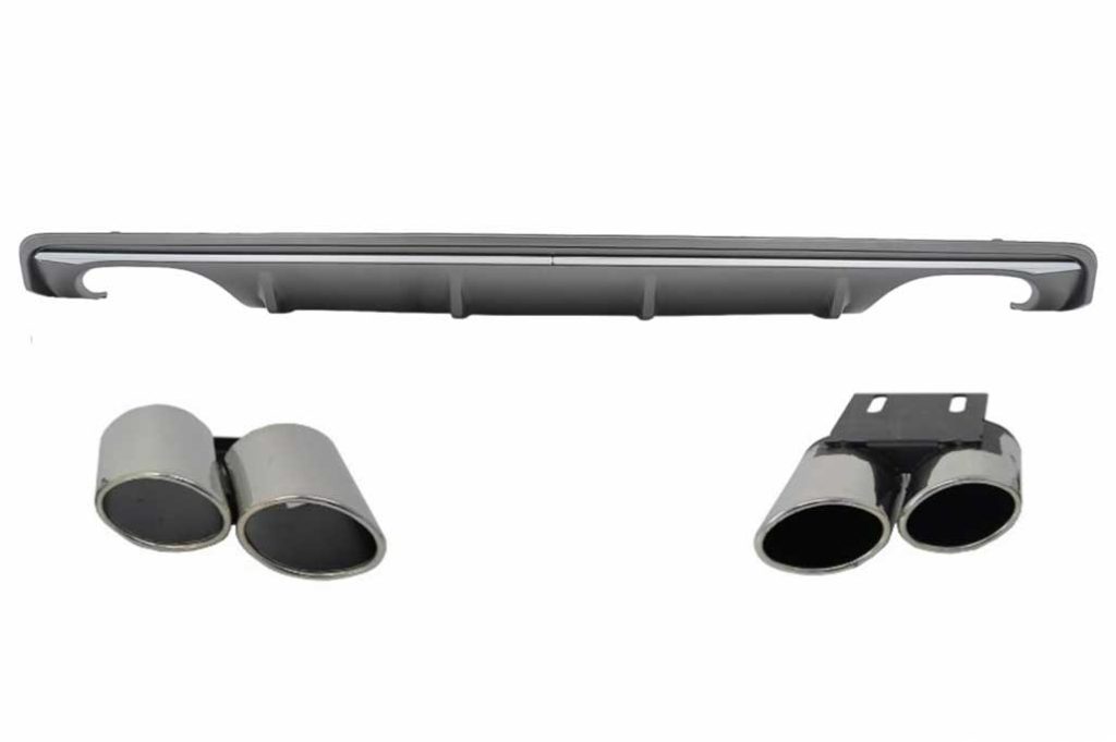 Βλησαρούλης Car Center - Rear Bumper Valance Diffuser suitable for Audi A3 8V Sedan (2012-2015) with Exhaust Muffler Tips Tail Pipes S3 Quad Design