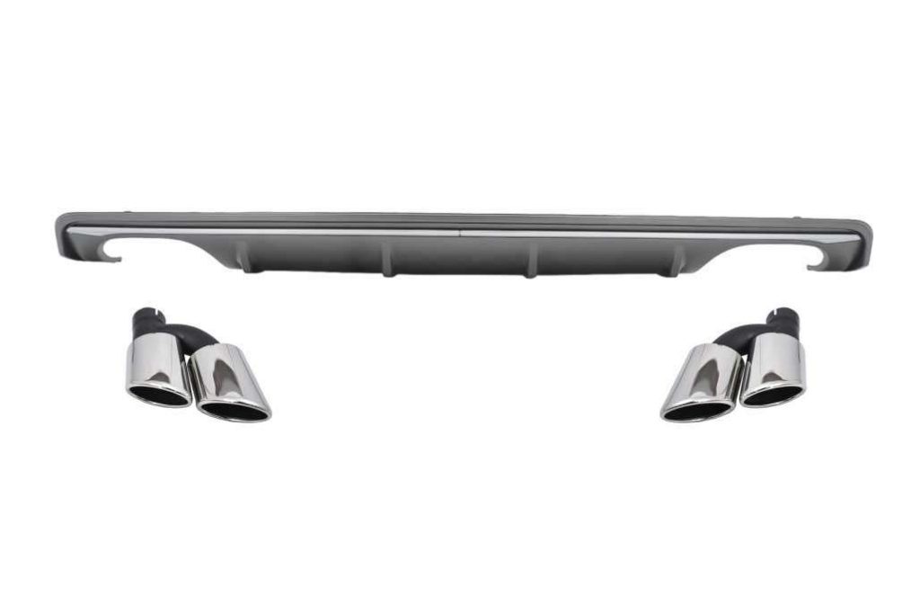 Βλησαρούλης Car Center - Rear Bumper Valance Diffuser suitable for Audi A3 8V Sedan (2012-2015) with Exhaust Muffler Tips Tail Pipes S3 Design