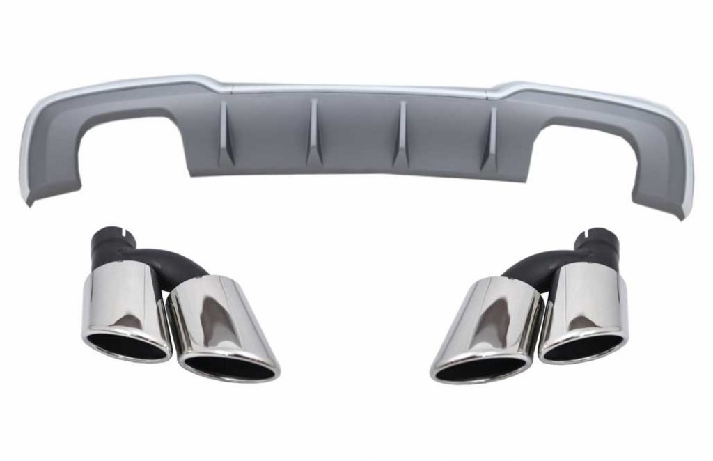 Βλησαρούλης Car Center - Rear Bumper Valance Diffuser with Exhaust Muffler Tips suitable for Audi A3 8V Facelift (2016-2019) S-Line Bumper Hatchback Sportback S3 Design