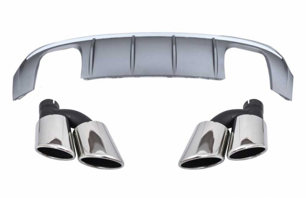 Βλησαρούλης Car Center - Rear Bumper Valance Diffuser with Exhaust Muffler Tips suitable for Audi A3 8V Facelift (2016-2019) S-Line Bumper Sedan Convertible S3 Design