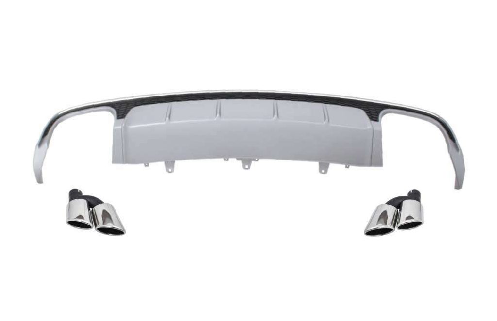 Βλησαρούλης Car Center - Rear Bumper Valance Diffuser with Exhaust Muffler Tips suitable for Audi A6 4G Facelift (2015-2018) Sedan Limousine S6 Design