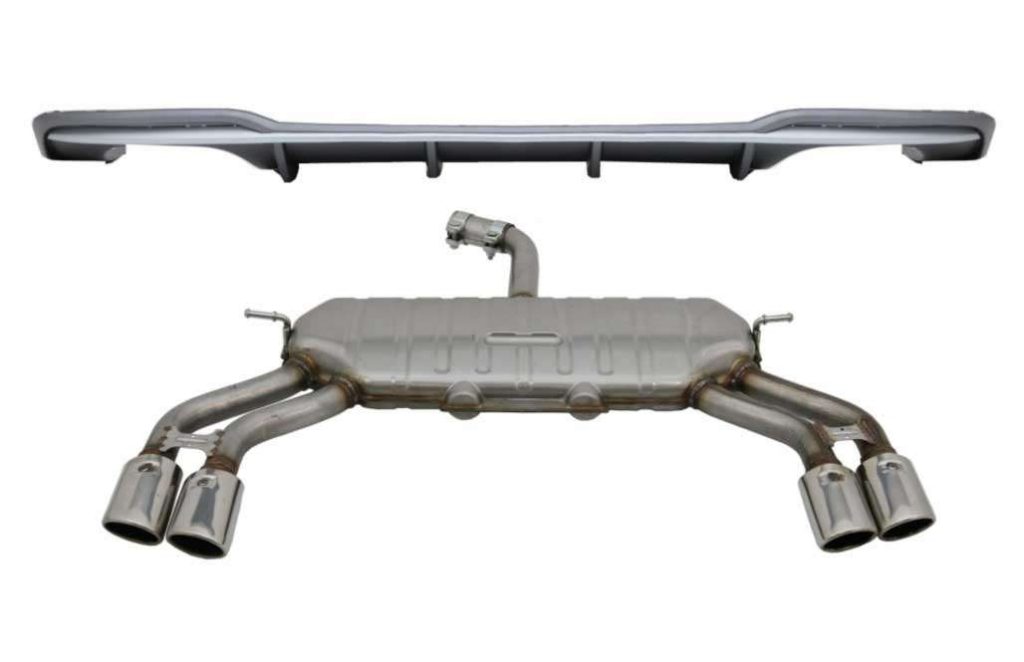 Βλησαρούλης Car Center - Rear Bumper Valance Diffuser with Exhaust System suitable for AUDI A3 8V Facelift Sedan Convertible (2016-2019) S3 Design only for S Line