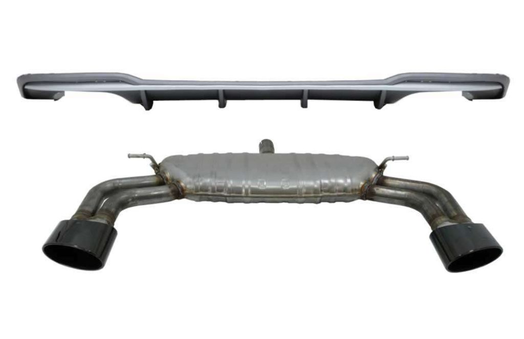 Βλησαρούλης Car Center - Rear Bumper Valance Diffuser with Exhaust System Piano Black suitable for Audi A3 8V Facelift Sedan Convertible (2016-2019) S3 Design only for S-Line Bumper