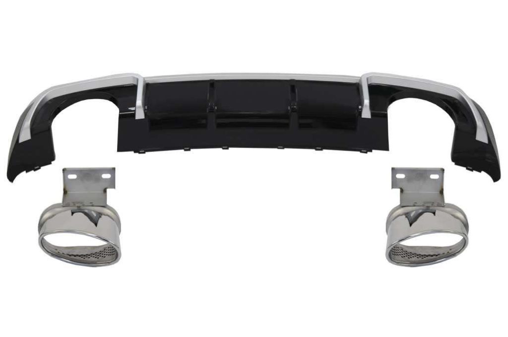 Βλησαρούλης Car Center - Rear Bumper Valance Diffuser with Exhaust Tips suitable for Audi A3 8V Sline Facelift (2016-2019) Hatchback Sportback RS3 Design Sport Bumper