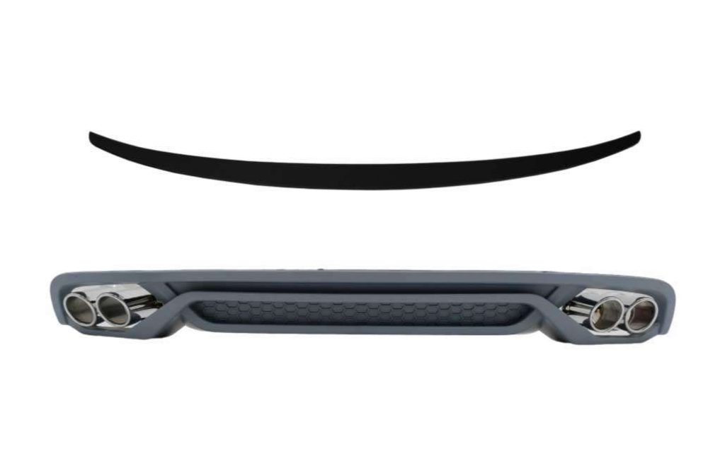 Βλησαρούλης Car Center - Rear Bumper Valance Diffuser with Exhaust Tips and Trunk Spoiler suitable for Audi A4 B8 Sedan Facelift (2012-2015) AB-Design
