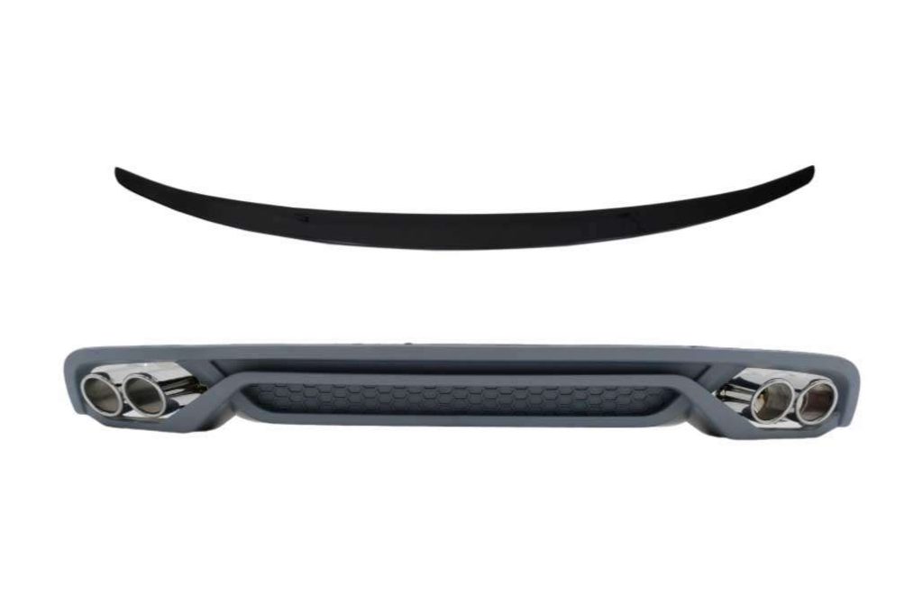 Βλησαρούλης Car Center - Rear Bumper Valance Diffuser with Exhaust Tips and Trunk Spoiler Piano Black suitable for Audi A4 B8 Sedan Facelift (2012-2015)