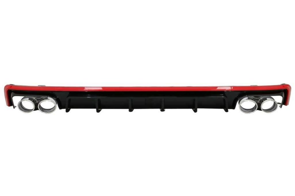Βλησαρούλης Car Center - Rear Bumper Valance Diffuser with Exhaust Tips suitable for Audi A6 C8 4K Avant Sedan (2018-up) Red S6 Design