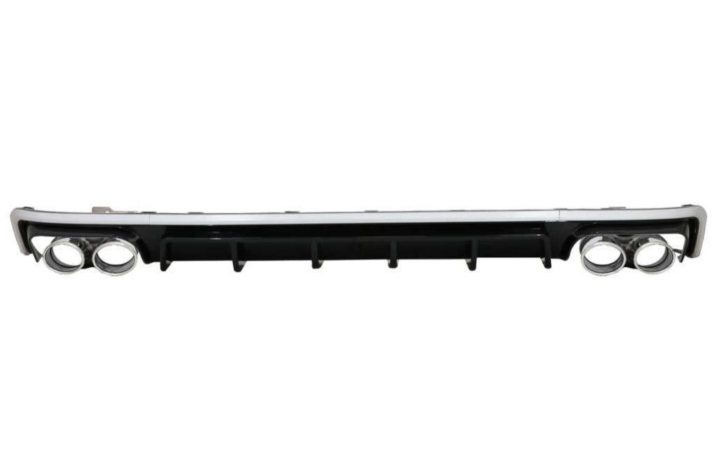 Βλησαρούλης Car Center - Rear Bumper Valance Diffuser with Exhaust Tips suitable for Audi A6 C8 4K Avant Sedan (2018-up) S6 Design Silver