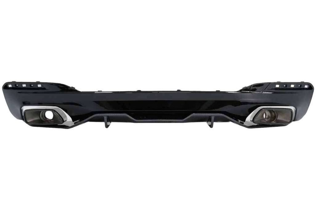 Βλησαρούλης Car Center - Rear Bumper Valance Diffuser With Exhaust Tips suitable for BMW 5 Series G30 G38 (2016-2019) 540 M Performance Design Carbon Look