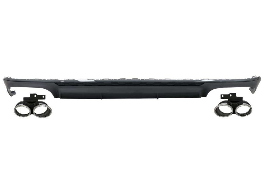 Βλησαρούλης Car Center - Rear Bumper Valance Diffuser with Exhaust Tips suitable for Audi A6 C8 4K Avant Sedan (2018-up) S6 Design Matte Black