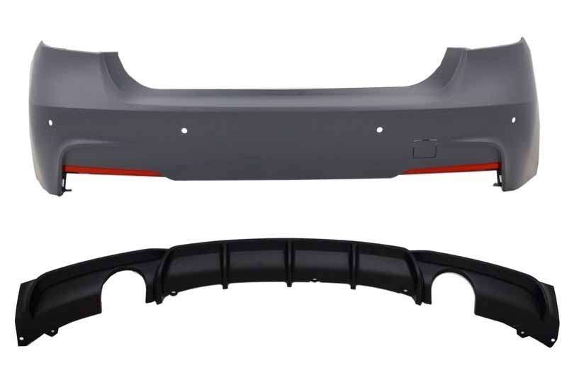 Βλησαρούλης Car Center - Rear Bumper with Air Diffuser Valance Double Outlet suitable for BMW 3&apos;er F30 (2011-up) M-Performance Design
