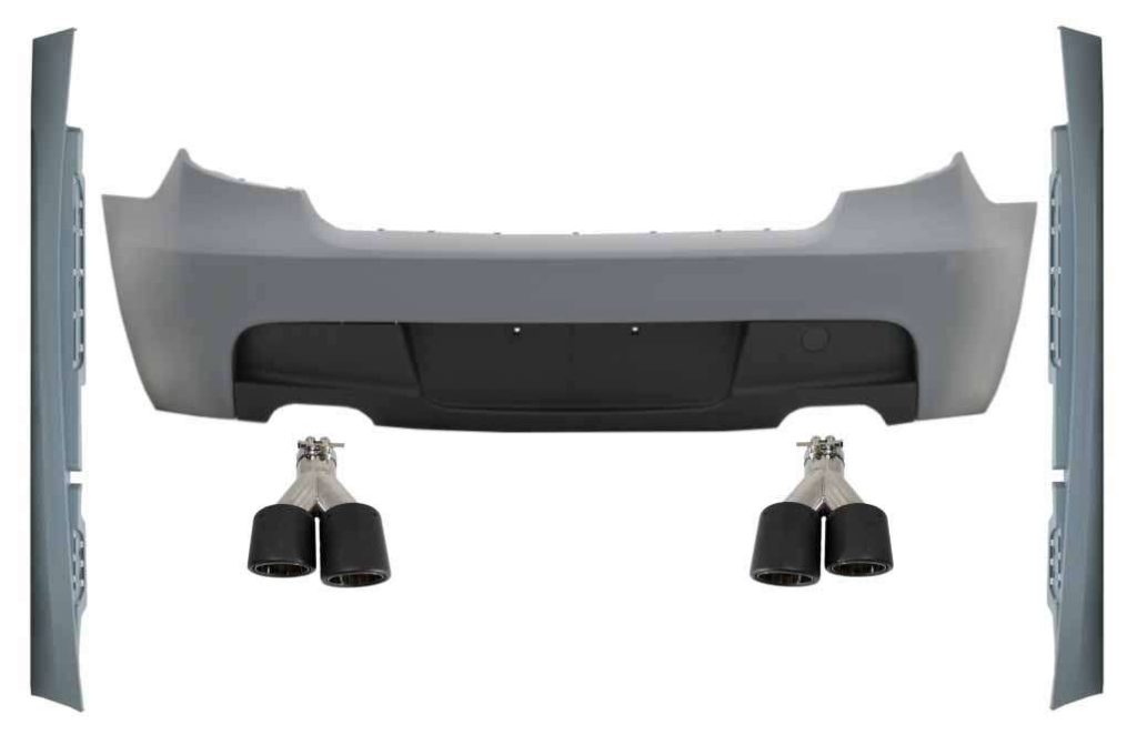 Βλησαρούλης Car Center - Rear Bumper with Dual Twin Exhaust Muffler Tiips Carbon and Side Skirts suitable for BMW Series 1 E87 Hatchback (2004-2011) M-Technik M Sport Design Without PDC