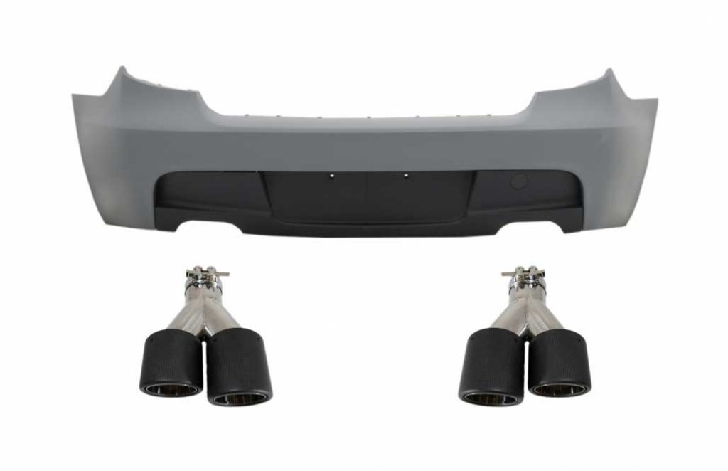 Βλησαρούλης Car Center - Rear Bumper with Dual Twin Exhaust Muffler Tips Carbon Fiber suitable for BMW Series 1 E81 E87 Hatchback (2004-2011) M-Technik M Sport Design Without PDC