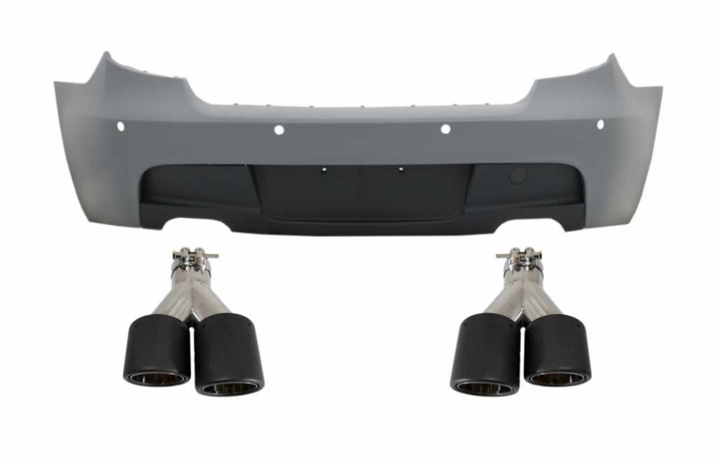 Βλησαρούλης Car Center - Rear Bumper with Dual Twin Exhaust Muffler Tips Carbon Fiber suitable for BMW Series 1 E81 E87 Hatchback (2004-2011) M-Technik M Sport Design PDC