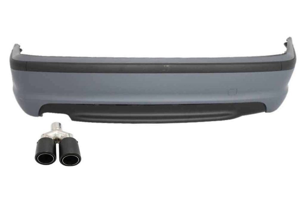 Βλησαρούλης Car Center - Rear Bumper with Exhaust Muffler Tip Matte Carbon Fiber Inlet 5.8 cm Left Side suitable for BMW 3 Series E46 4D Sedan (1998-2004) M-Technik Design