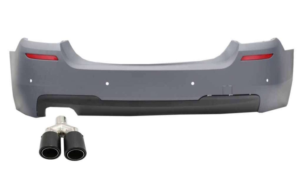 Βλησαρούλης Car Center - Rear Bumper with Exhaust Muffler Tip Matte Carbon Fiber Inlet 5.8 cm Left Side suitable for BMW 5 Series F10 (2011-up) M-Technik Design