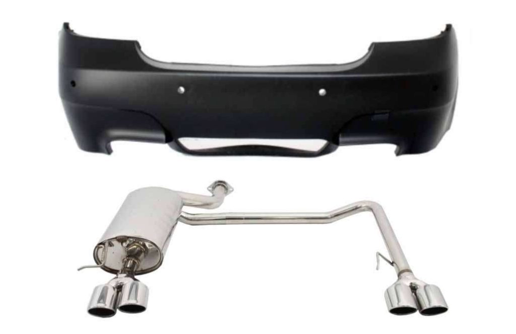 Βλησαρούλης Car Center - Rear Bumper with PDC 24mm suitable for BMW 5 Series E60 (2003-2007) and Exhaust System Twin Double Quad M5 Design