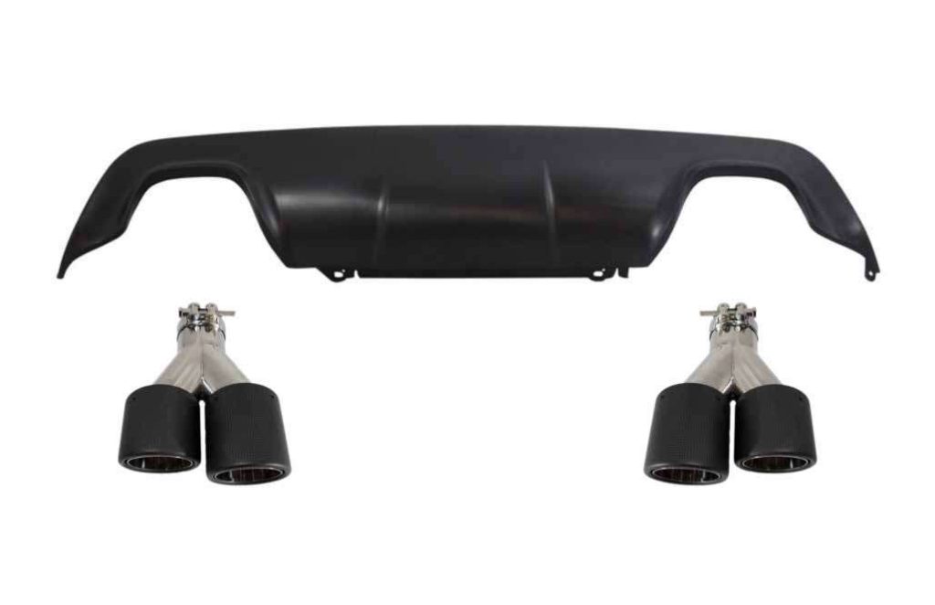 Βλησαρούλης Car Center - Rear Diffuser with Universal Dual Twin Exhaust Muffler Tips Carbon suitable for BMW 5 Series E60 E61 (2003-2010) Sport M-Technik Design