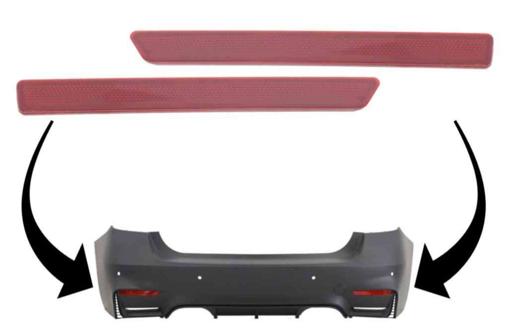 Βλησαρούλης Car Center - Set Red Reflectors suitable for BMW 3 Series F30 (2011-2019) Only EVO Design Rear Bumper