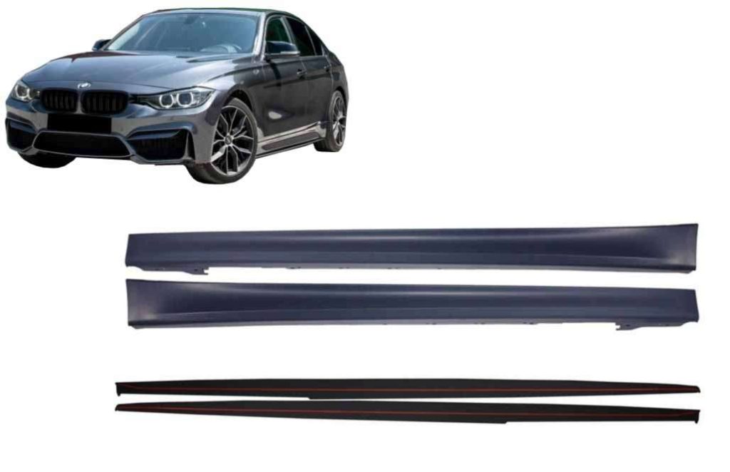 Βλησαρούλης Car Center - Side Skirts with Add-on Lip Extensions suitable for BMW 3 Series F30 F31 Sedan Touring (2011-2018) M Performance Design