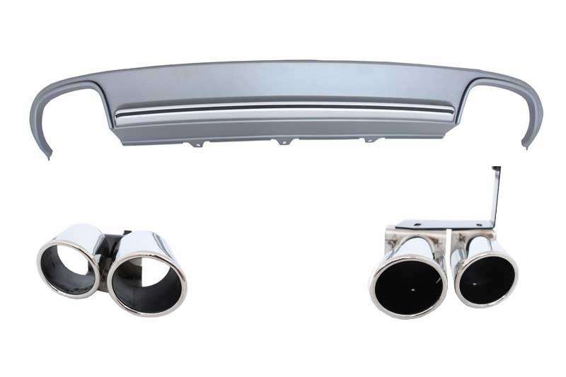Βλησαρούλης Car Center - Suitable for AUDI A4 B8 Sedan Facelift (2012-up) Rear Bumper Valance Diffuser & Exhaust Tips S4 Design