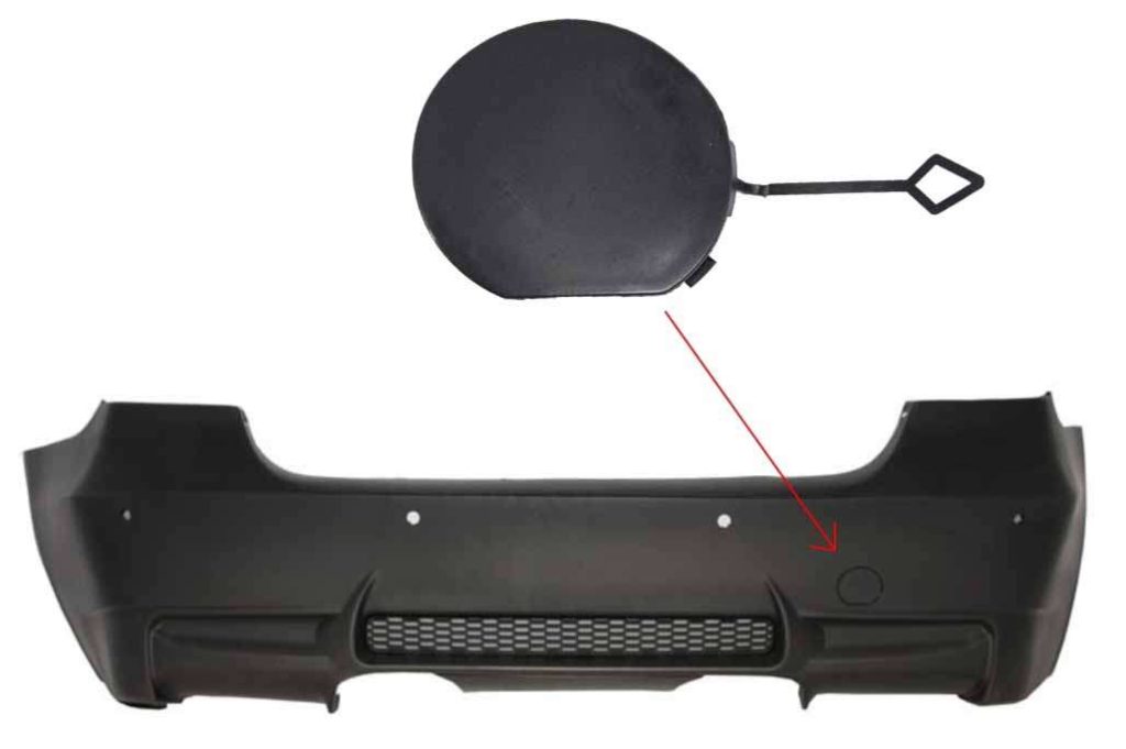 Βλησαρούλης Car Center - Tow Hook Cover Rear Bumper suitable for BMW 3 Series E90 (2004-2011) Middle Exhaust M3 Design without PDC