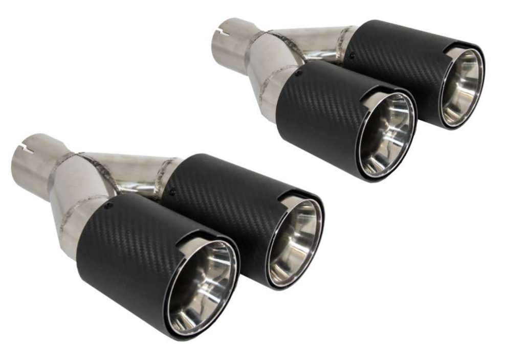 Βλησαρούλης Car Center - Universal Dual Twin Exhaust Muffler Tips Carbon Fiber Matte Finish Inlet 6cm/2.36inch