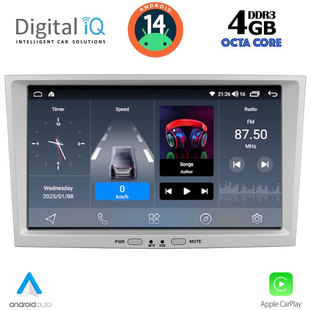 Βλησαρούλης Car Center - DIGITAL IQ BLG 418SL_CPA (8" DECK) MULTIMEDIA SYSTEM for OPEL ALL mod. 2004-2014 (SILVER)