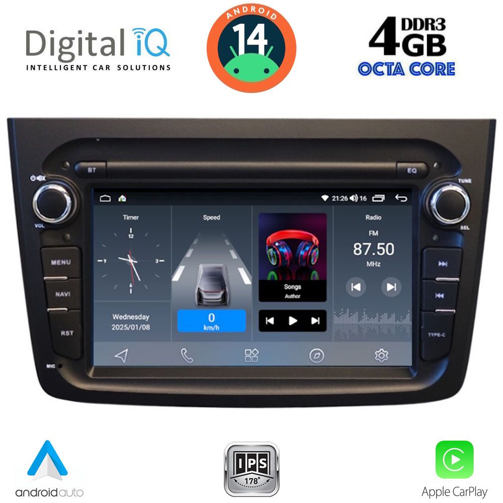 Βλησαρούλης Car Center - DIGITAL IQ BLG 457BL_CPA (7" DECK) MULTIMEDIA SYSTEM for ALFA ROMEO MITO mod. 2008-2018 (BLACK)