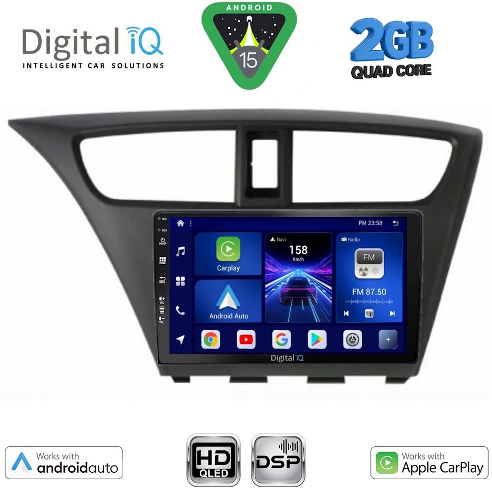 Βλησαρούλης Car Center - DIGITAL IQ BXC 3190_CPAA (9inc) MULTIMEDIA TABLET for HONDA CIVIC mod. 2012-2016