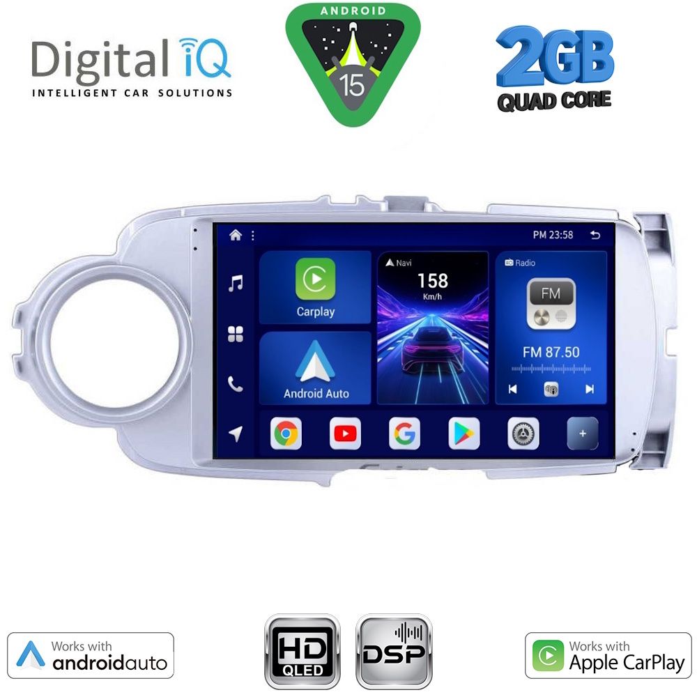Βλησαρούλης Car Center - DIGITAL IQ BXC 3737SL_CPAA (9inc) MULTIMEDIA TABLET for TOYOTA YARIS mod. 2011-2015 (SILVER)