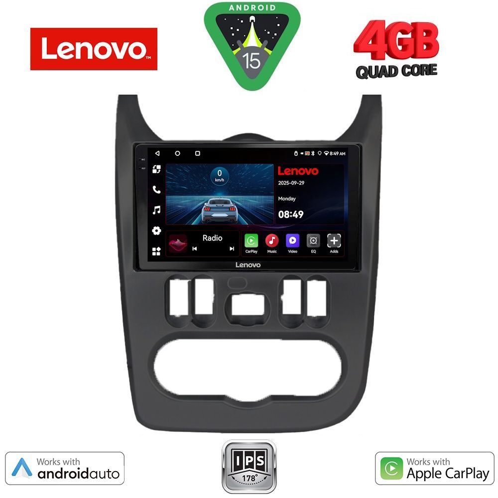 Βλησαρούλης Car Center - LENOVO LVE 8101BL_CPAA (9inc) MULTIMEDIA TABLET for DACIA DUSTER – LOGAN – SANDERO mod. 2006-2012  (BLACK)