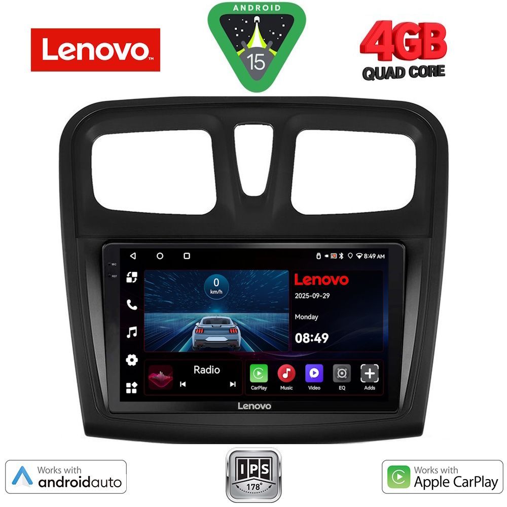 Βλησαρούλης Car Center - LENOVO LVE 8108SQ_CPAA (9inc) MULTIMEDIA TABLET for DACIA LOGAN – SANDERO mod. 2012-2019