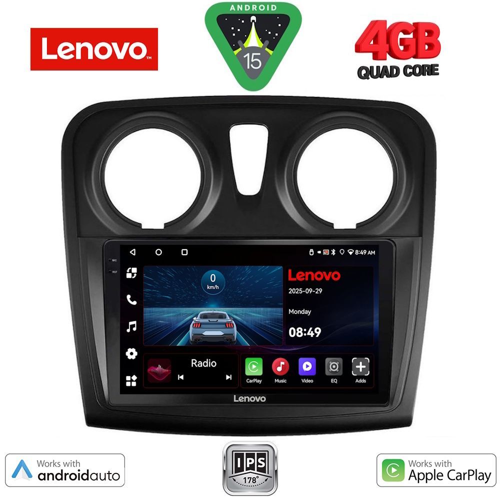 Βλησαρούλης Car Center - LENOVO LVE 8108_CPAA (9inc) MULTIMEDIA TABLET for DACIA LOGAN – SANDERO mod. 2012-2019