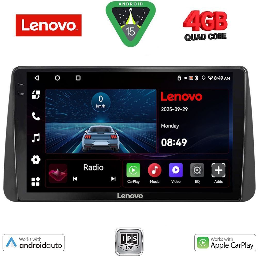 Βλησαρούλης Car Center - LENOVO LVE 8149_CPAA DASH (9inc) MULTIMEDIA TABLET for FIAT TIPO mod. 2018-2023