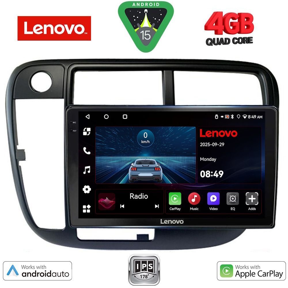Βλησαρούλης Car Center - LENOVO LVE 8186_CPAA CLIMA (9inc) MULTIMEDIA TABLET for HONDA CIVIC mod. 1995-2001