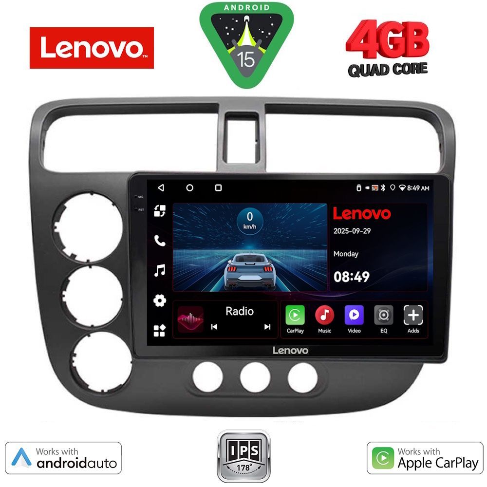 Βλησαρούλης Car Center - LENOVO LVE 8187_CPAA (9inc) MULTIMEDIA TABLET for HONDA CIVIC 4D mod. 2001-2006
