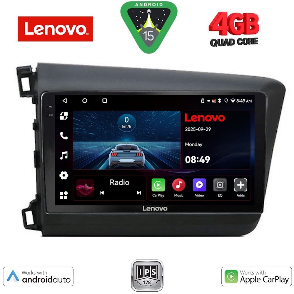 Βλησαρούλης Car Center - LENOVO LVE 81904D_CPAA (9inc) MULTIMEDIA TABLET for HONDA CIVIC  4Doors mod. 2012-2016