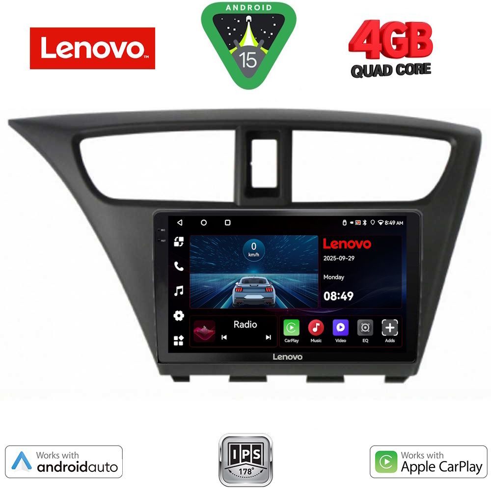 Βλησαρούλης Car Center - LENOVO LVE 8190_CPAA (9inc) MULTIMEDIA TABLET for HONDA CIVIC  mod. 2012-2016