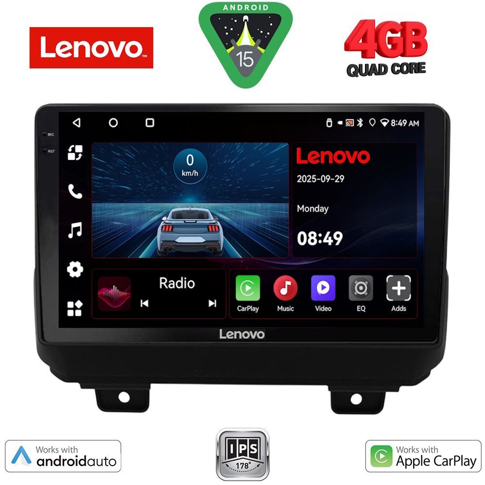 Βλησαρούλης Car Center - LENOVO LVE 8298_CPAA (9inc) MULTIMEDIA TABLET for JEEP WRANGLER mod. 2018>