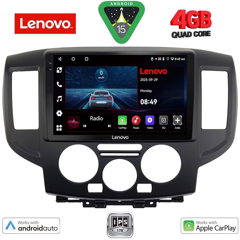 Βλησαρούλης Car Center - LENOVO LVE 8458BL_CPAA (9inc) MULTIMEDIA TABLET for NISSAN NV 200 mod. 2009>  (BLACK)