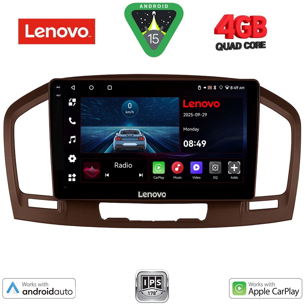 Βλησαρούλης Car Center - LENOVO LVE 8491BR_CPAA (9inc) MULTIMEDIA TABLET for OPEL INSIGNIA  mod. 2008-2013 (BROWN)