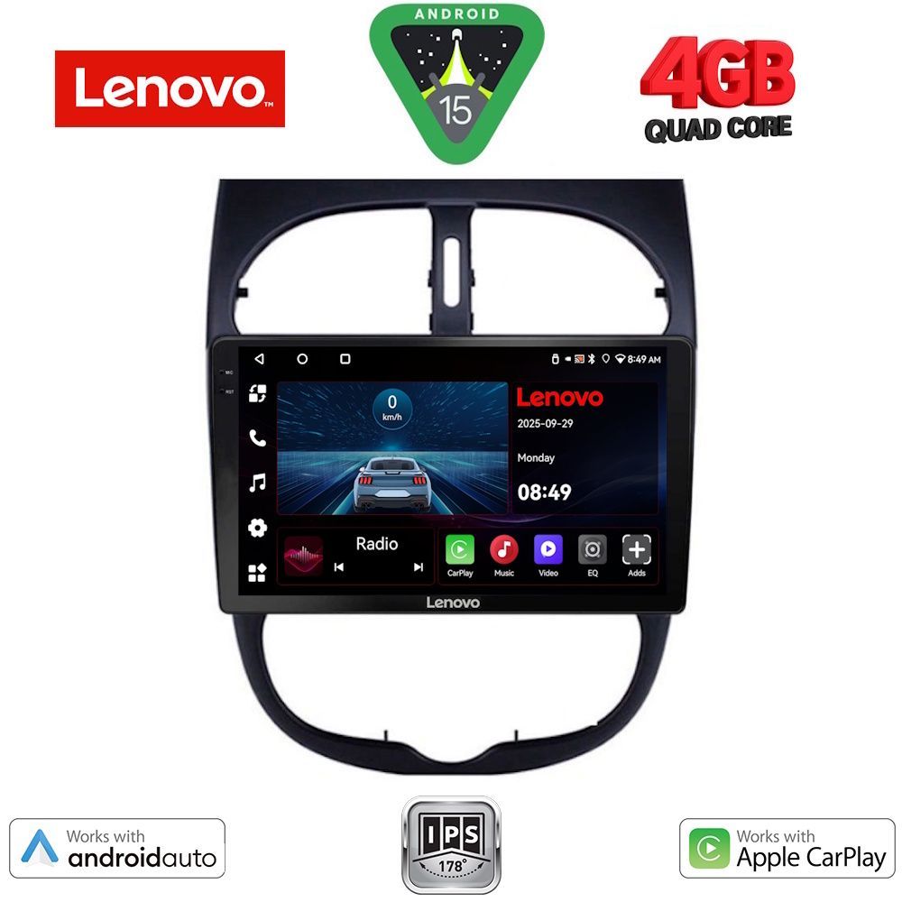 Βλησαρούλης Car Center - LENOVO LVE 8506_CPAA (9inc) MULTIMEDIA TABLET for PEUGEOT 206 mod. 1998-2006