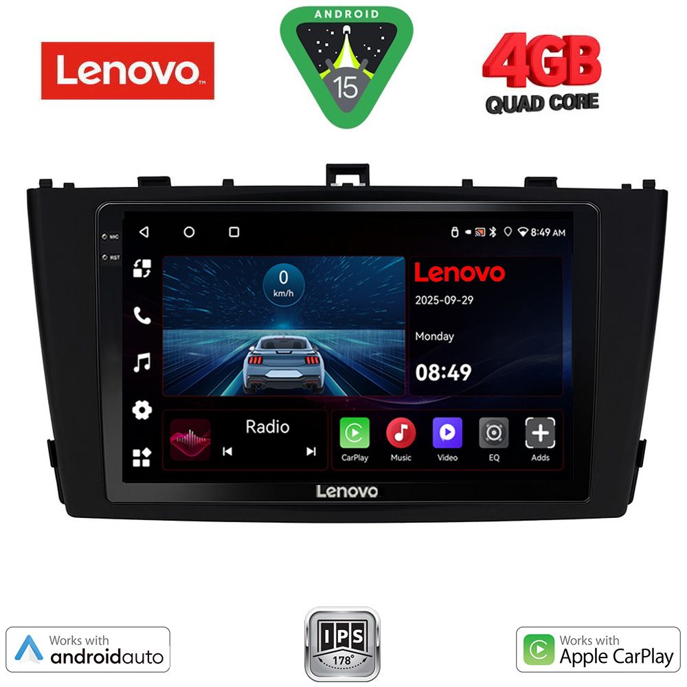 Βλησαρούλης Car Center - LENOVO LVE 8705BL_CPAA (9inc) MULTIMEDIA TABLET for TOYOTA AVENSIS (T27) mod. 2009-2015 (BLACK)