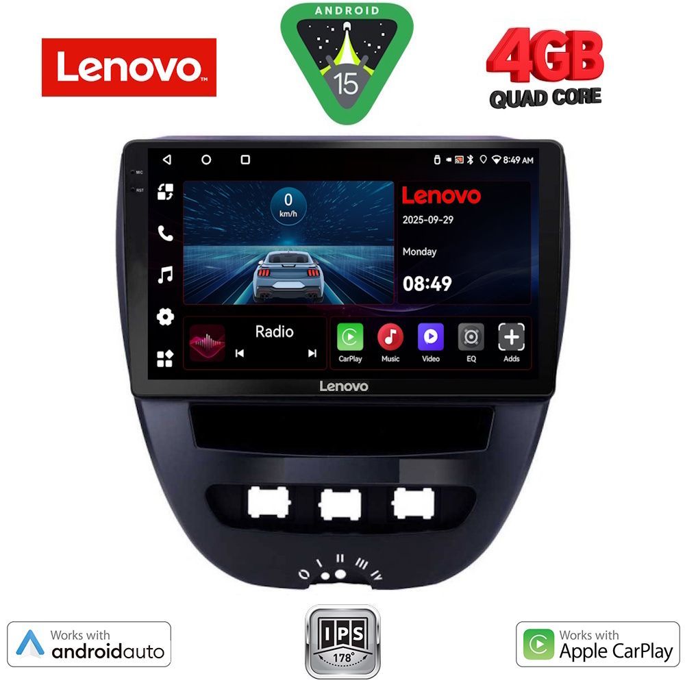 Βλησαρούλης Car Center - LENOVO LVE 8707_CPAA (10inc) MULTIMEDIA TABLET for CITROEN C1-PEUGEOT 107-TOYOTA AYGO mod. 2005-2014